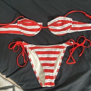 Red and white triangle cup bikini size extra small